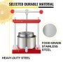 VEVOR Fruit Wine Press, 0.53Gal/2L Grape Press for Wine Making, Wine Press Machine with 2 Stainless Steel Barrels, Wine Cheese Fruit Vegetable Tincture Press with T-Handle and 0.1"/3 mm Thick Plate