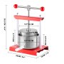 VEVOR Fruit Wine Press, 0.53Gal/2L Grape Press for Wine Making, Wine Press Machine with 2 Stainless Steel Barrels, Wine Cheese Fruit Vegetable Tincture Press with T-Handle and 0.1"/3 mm Thick Plate