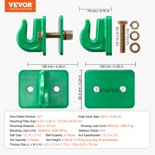 VEVOR 3/8" Tractor Bucket Hooks Grade 70 Forged Steel Grab Hooks Backer Plate