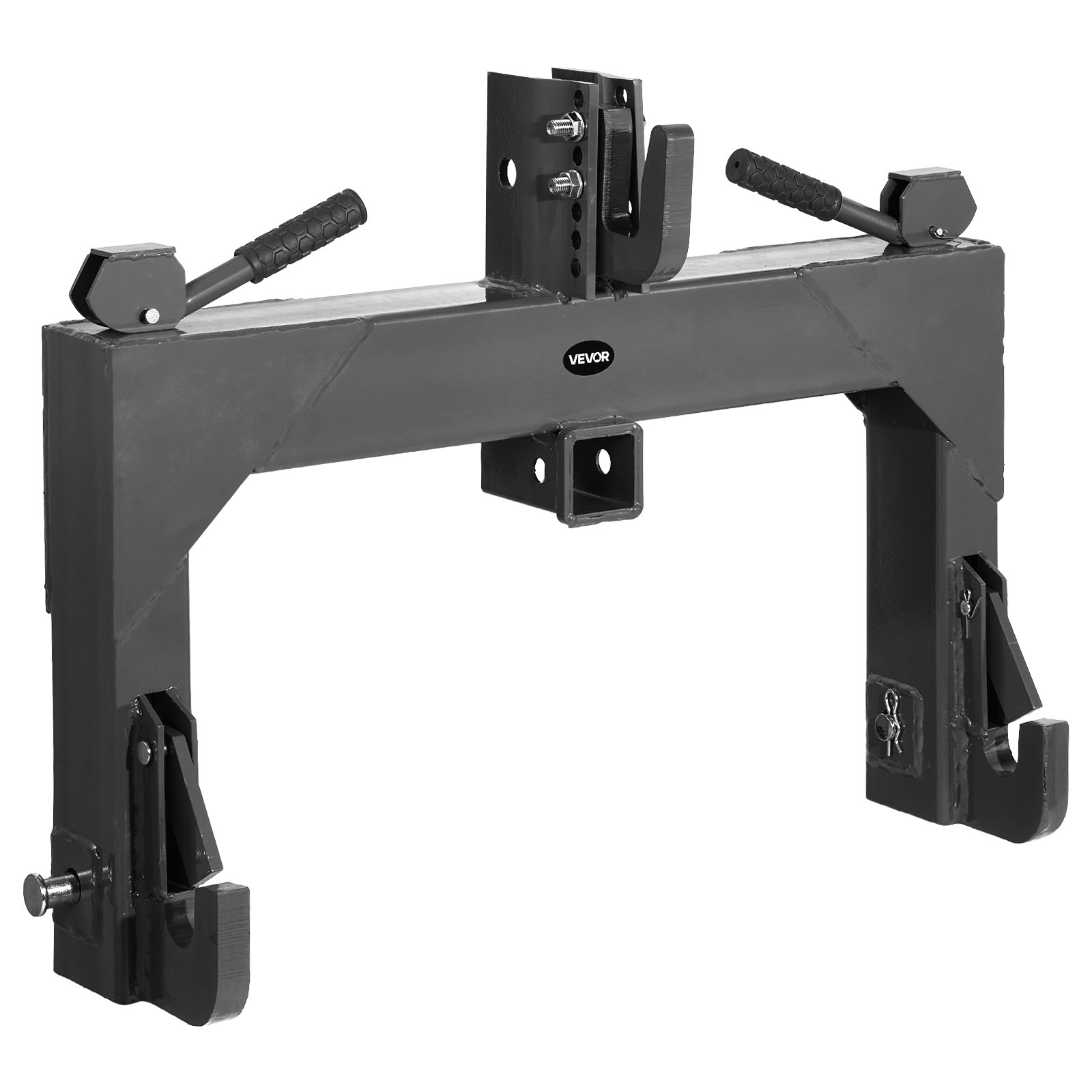 VEVOR 3-Point Quick Hitch with 2 in Receiver, 3000 Lbs Lift Capacity, 3-Pt Hitch with 5 Level Adjustable Bolt, Adaptation to Category 1 & 2 Tractor, Heavy Duty 3 Point Attachments, Black