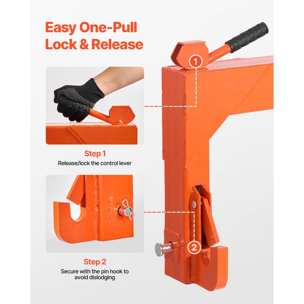 VEVOR 3-Point Quick Hitch with 2 in Receiver, 3000 Lbs Lift Capacity, 3-Pt Hitch with 5 Level Adjustable Bolt, Adaptation to Category 1 & 2 Tractor, Heavy Duty 3 Point Attachments, Orange