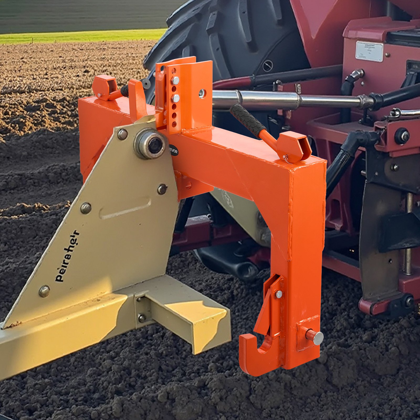 VEVOR 3-Point Quick Hitch with 2 in Receiver, 3000 Lbs Lift Capacity, 3-Pt Hitch with 5 Level Adjustable Bolt, Adaptation to Category 1 & 2 Tractor, Heavy Duty 3 Point Attachments, Orange