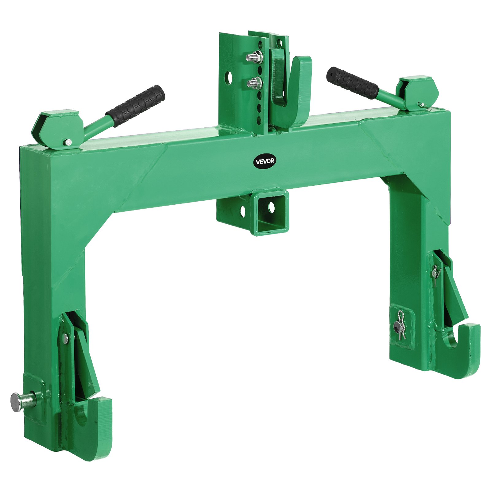 VEVOR 3-Point Quick Hitch with 2 in Receiver, 3000 Lbs Lift Capacity, 3-Pt Hitch with 5 Level Adjustable Bolt, Adaptation to Category 1 & 2 Tractor, Heavy Duty 3 Point Attachments, Green