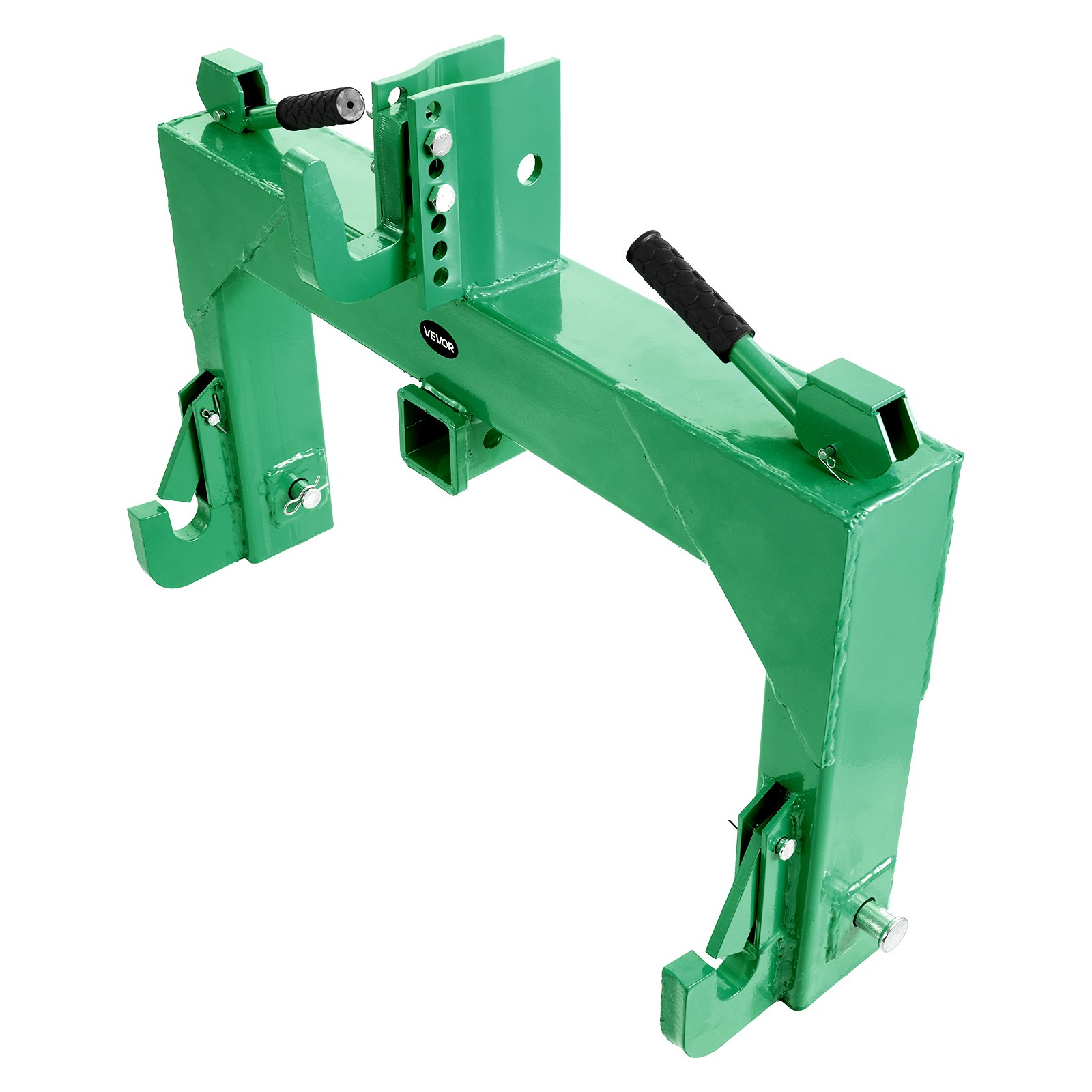 VEVOR 3-Point Quick Hitch with 2 in Receiver, 3000 Lbs Lift Capacity, 3-Pt Hitch with 5 Level Adjustable Bolt, Adaptation to Category 1 & 2 Tractor, Heavy Duty 3 Point Attachments, Green