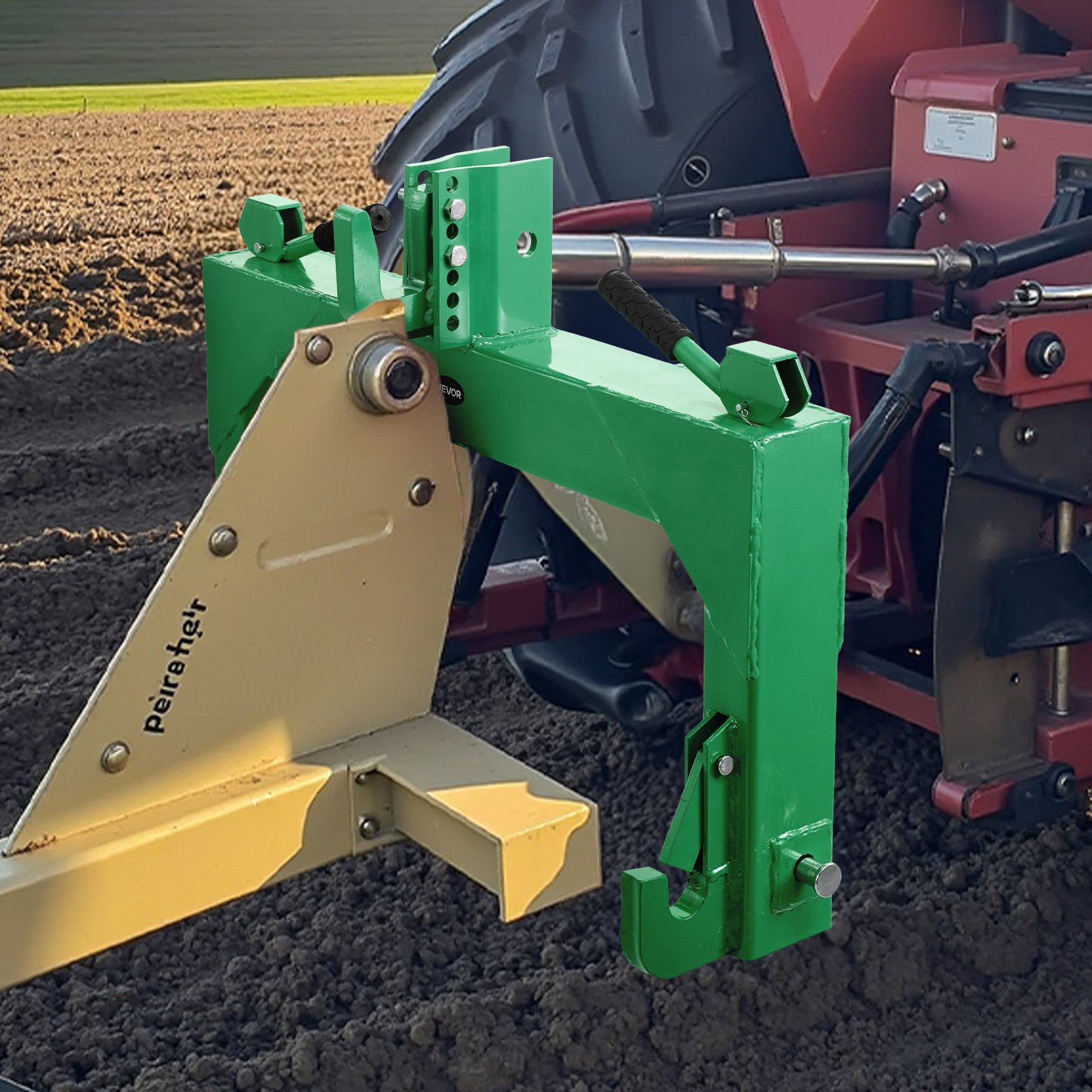 VEVOR 3-Point Quick Hitch, 4000 Lbs Lift Capacity, 3-Pt Trailer Hitch with 5 Level Adjustable Bolt, Adaptation to Category 2 Tractor, Heavy Duty 3 Point Attachments, Green