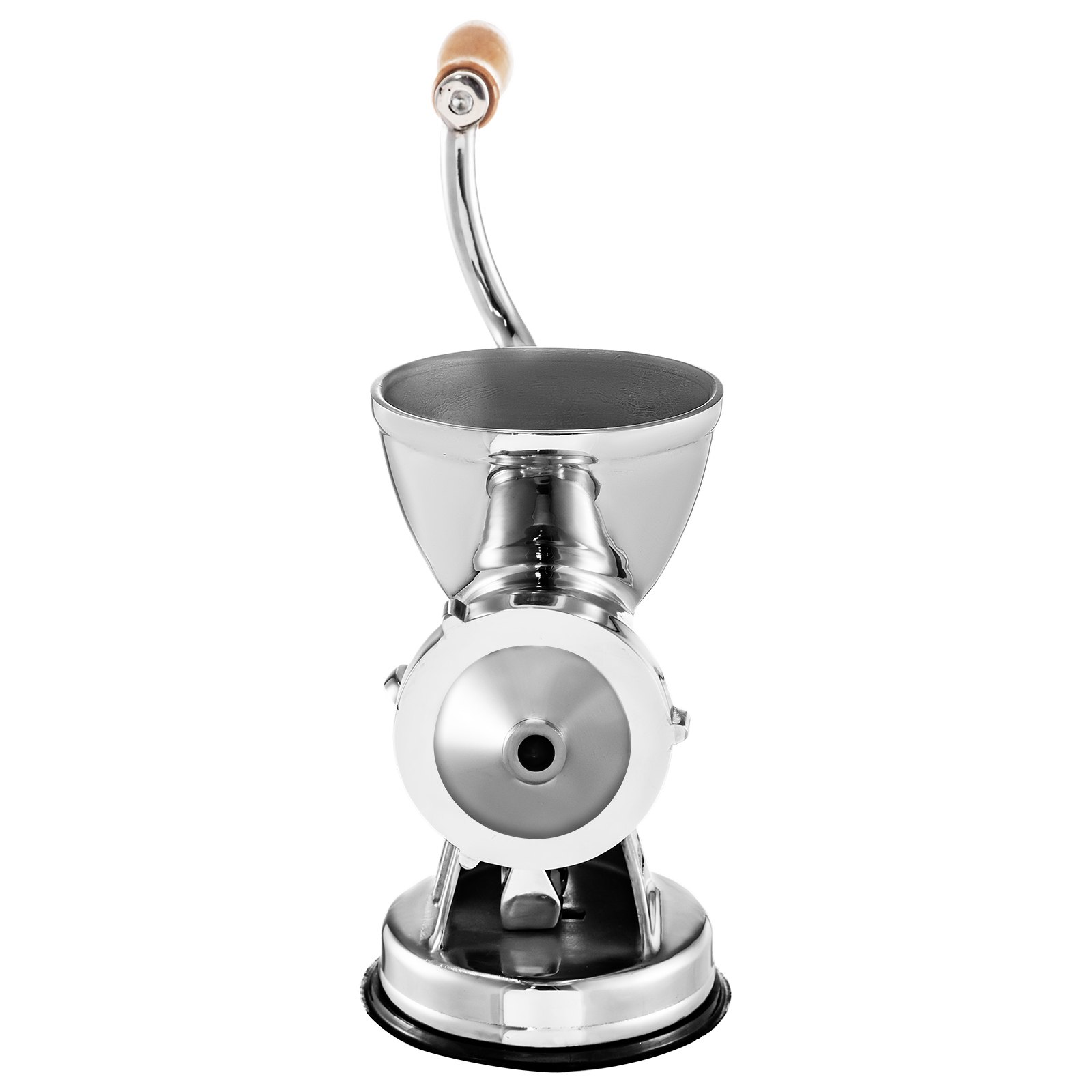 VEVOR wheatgrass juicer with stainless steel body and wooden handle.