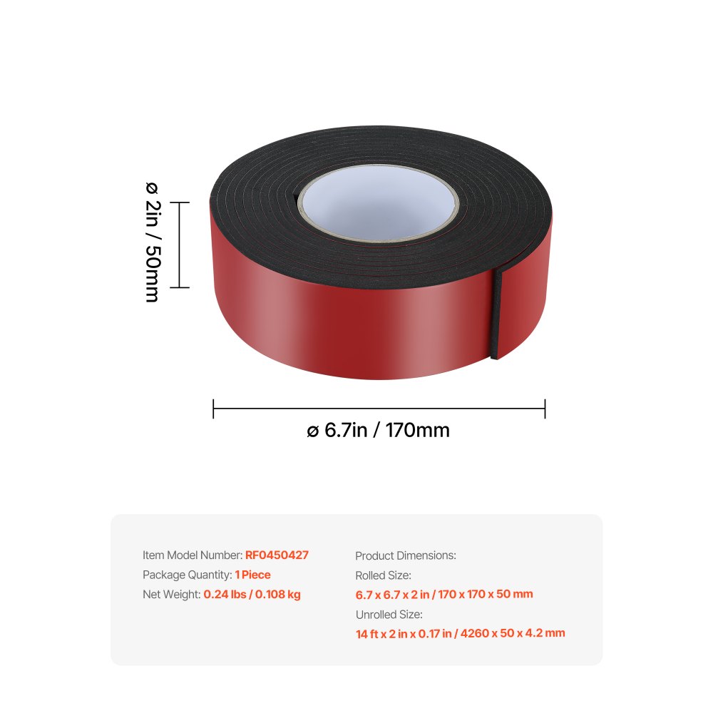 VEVOR Pipe Insulation Wrap, 14 FT x 2-inch Pipe Insulation Foam Tape, Self-Adhesive Water Pipes Insulated Foam Wrap for Winter Freeze Protection, Heat & Cold Resistant for Outdoor Indoor Use