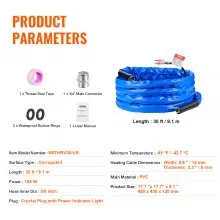 VEVOR 30ft Heated Water Hose for RV -45℉ Antifreeze Heated Drinking Water Hose