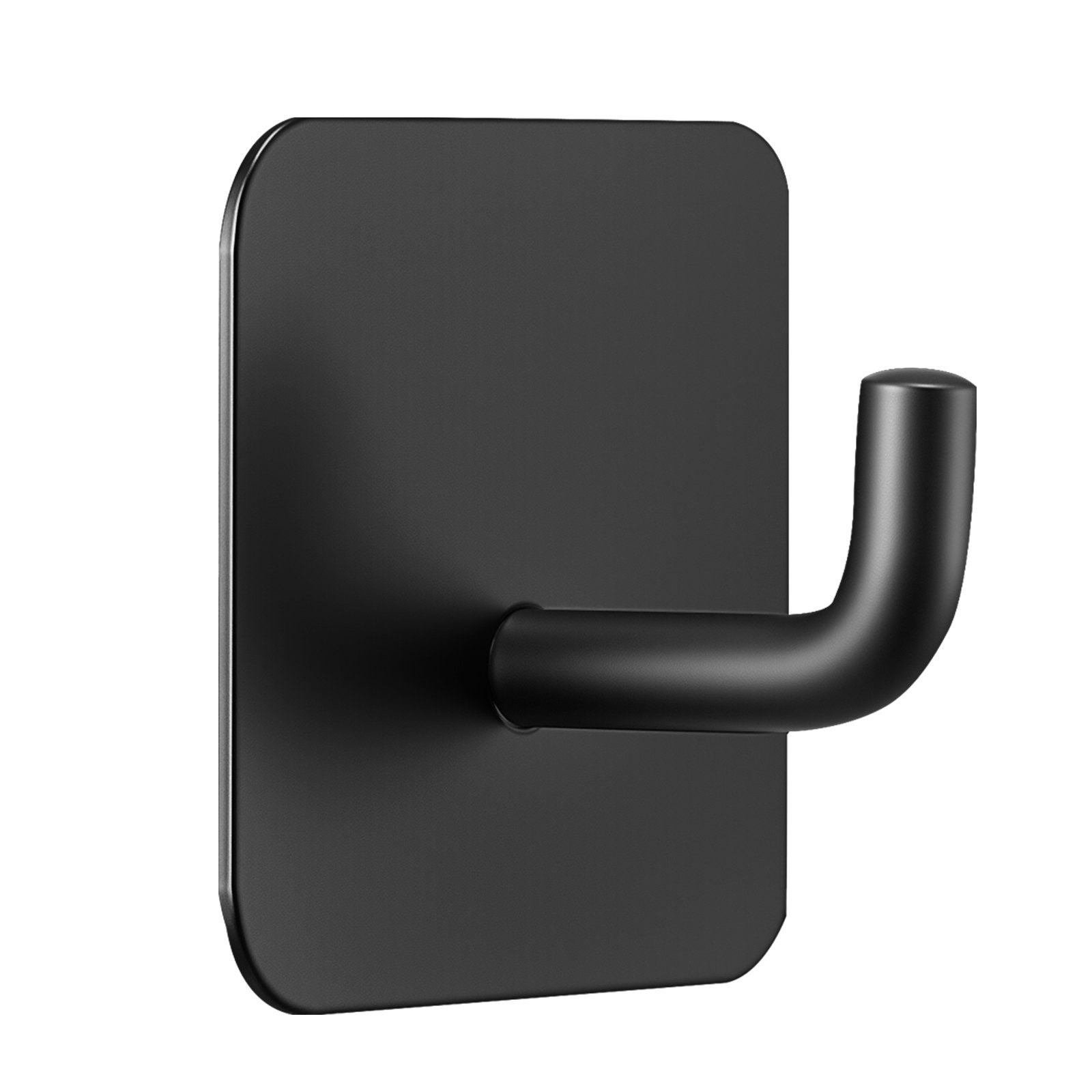 VEVOR Adhesive Hooks, 4 Pack Self-Adhesive Towel Coat Hooks, Heavy-Duty Wall Hook Hold 15 lbs (Max), Stainless Steel Sticky Hanger, for Bathroom, Kitchen, Hanging Towel, Coat & Keys (Matte Black)