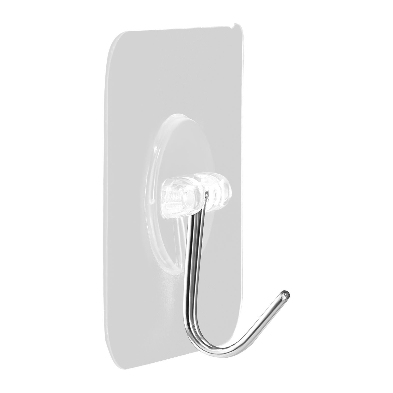 VEVOR Adhesive Hooks, 12 Pack Self-Adhesive Towel Coat Hooks, Heavy-Duty Wall Hook Hold 15 lbs (Max), Stainless Steel Sticky Hanger, for Bathroom, Kitchen, Hanging Towel, Coat & Keys (Transparent)