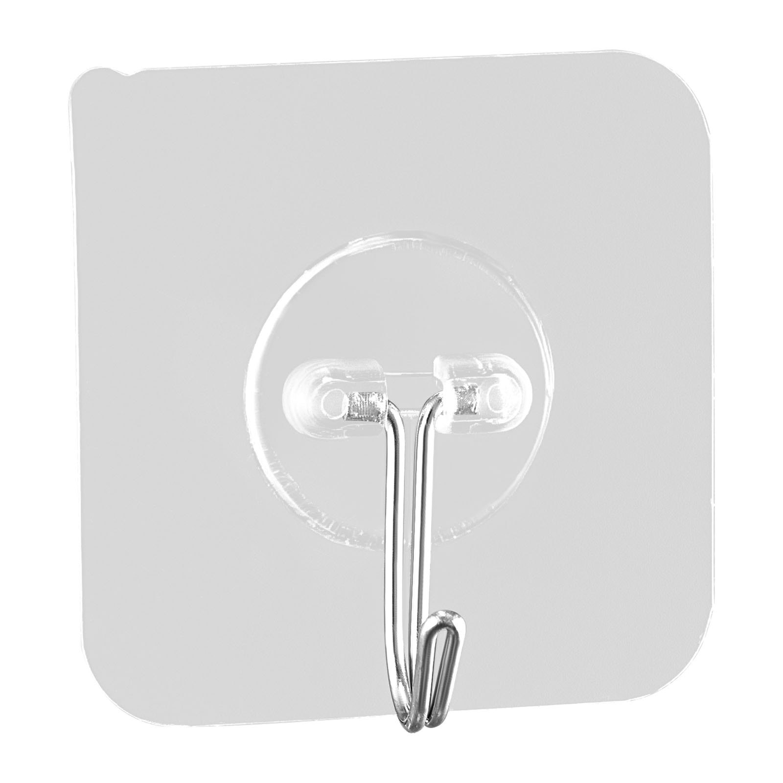 VEVOR Adhesive Hooks, 12 Pack Self-Adhesive Towel Coat Hooks, Heavy-Duty Wall Hook Hold 15 lbs (Max), Stainless Steel Sticky Hanger, for Bathroom, Kitchen, Hanging Towel, Coat & Keys (Transparent)