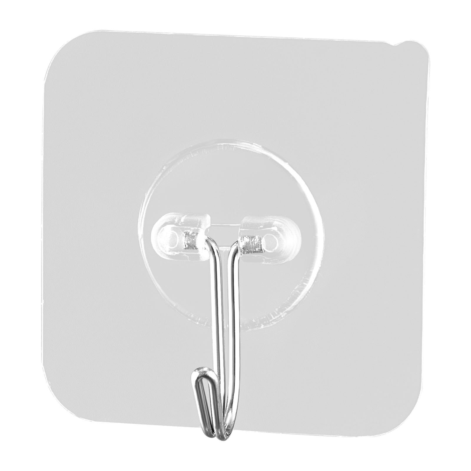 VEVOR Adhesive Hooks, 12 Pack Self-Adhesive Towel Coat Hooks, Heavy-Duty Wall Hook Hold 15 lbs (Max), Stainless Steel Sticky Hanger, for Bathroom, Kitchen, Hanging Towel, Coat & Keys (Transparent)