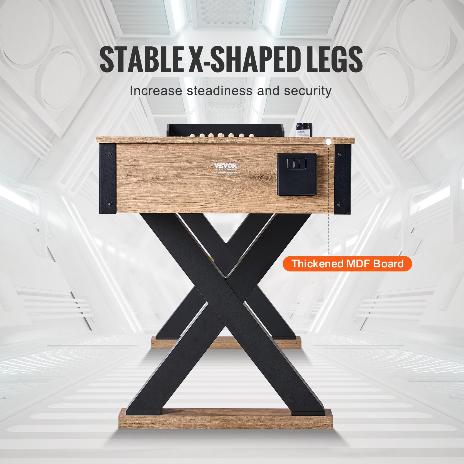 VEVOR Shuffleboard Table, 276cm Shuffleboard for Family Game Rooms, 2 in 1 Shuffleboard and Bowling Combo Game Set, with Scratch-Resistant Playfield, Legs, 8 Pucks, Bowling Set, Wax, and Table Brush