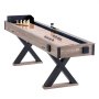 VEVOR Shuffleboard Table, 9 ft LED Light Up Shuffleboard for Family Game Room, 2 in 1 Shuffleboard and Bowling Combo Game Set, with Scratch-Resistant Playfield, Legs, 8 Pucks, Bowling Set, Wax, Brush