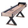 VEVOR Shuffleboard Table, 9 ft LED Light Up Shuffleboard for Family Game Room, 2 in 1 Shuffleboard and Bowling Combo Game Set, with Scratch-Resistant Playfield, Legs, 8 Pucks, Bowling Set, Wax, Brush