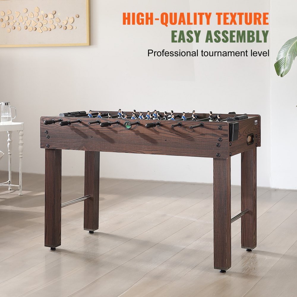 Τραπέζι VEVOR Foosball, Τραπέζι Foosball 48 ιντσών κανονικού μεγέθους, Εσωτερικό τραπέζι πλήρους μεγέθους για το σπίτι, την οικογένεια και την αίθουσα παιχνιδιών, Σετ τραπέζι ποδοσφαίρου με ποδόσφαιρο, περιλαμβάνει 2 μπάλες και 2 ποτηροθήκες