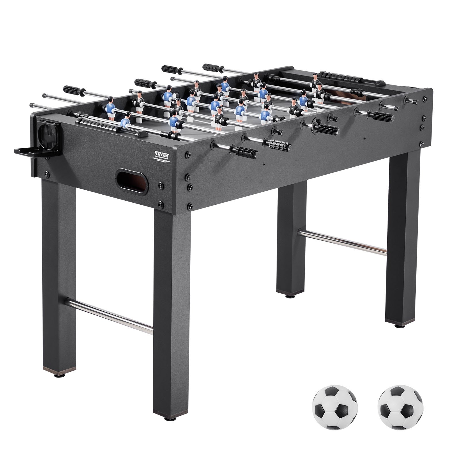 Mesa de pebolim VEVOR, tamanho padrão de 121 cm, mesa de pebolim para ambientes internos, tamanho normal para casa, família e sala de jogos, conjunto de futebol durável, inclui 2 bolas, marcador de pontos e 2 porta-copos