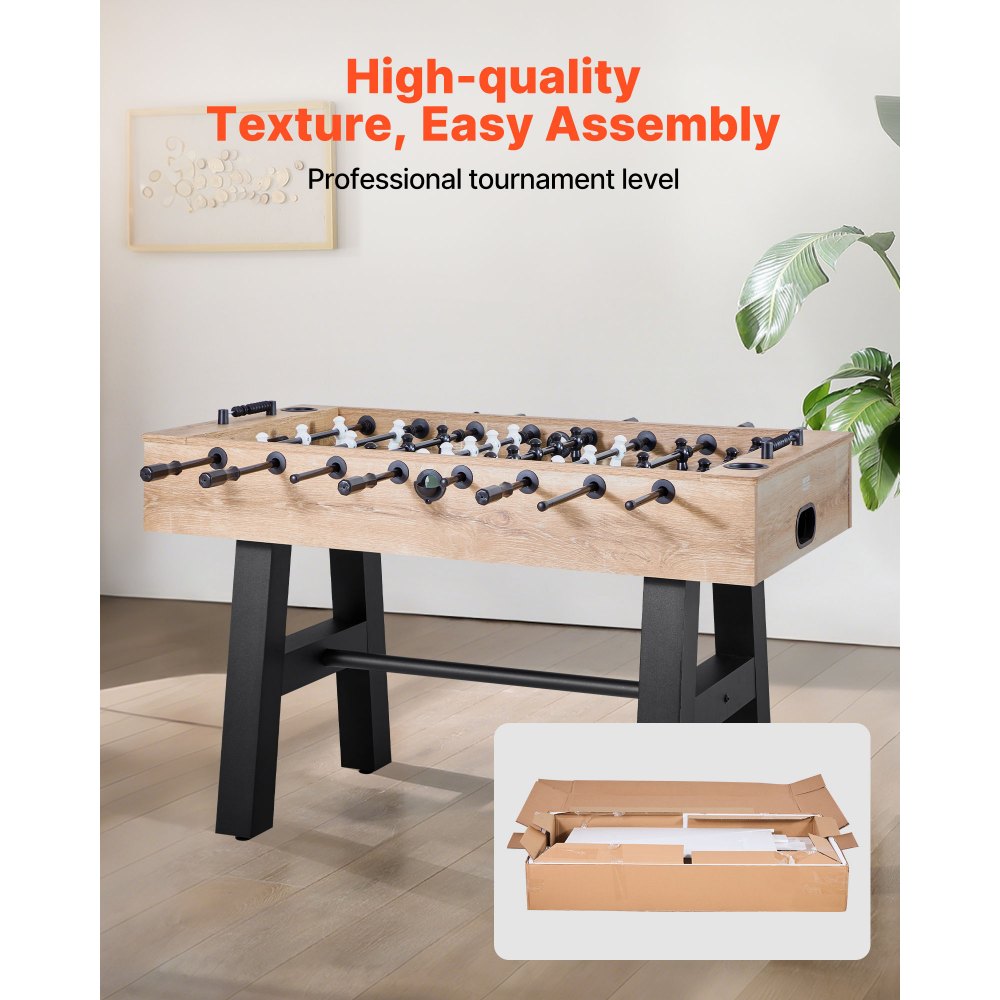 VEVOR Foosball Table, 140 cm Standard Size Table, Indoor Full Size Foosball Tables for Home, Family, and Game Room, Durable Soccer Set, Includes 4 Balls, Score Keeper, and 2 Cup Holders