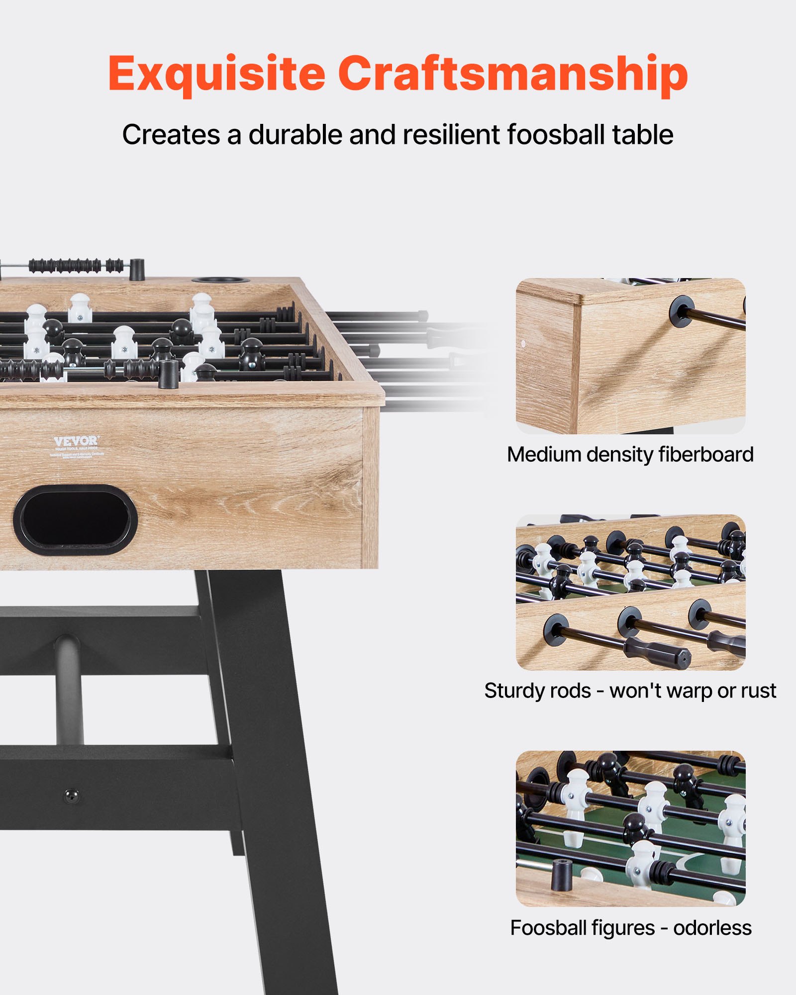 VEVOR Foosball Table, 55 inch Standard Size Table, Indoor Full Size Foosball Tables for Home, Family, and Game Room, Durable Soccer Set, Includes 4 Balls, Score Keeper, and 2 Cup Holders