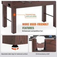 VEVOR Foosball Table, 55 inch Standard Size Foosball Table, Indoor Full Size Foosball Table for Home, Family, and Game Room, Soccer with Foosball Table Set, Includes 4 Balls and 2 Cup Holders
