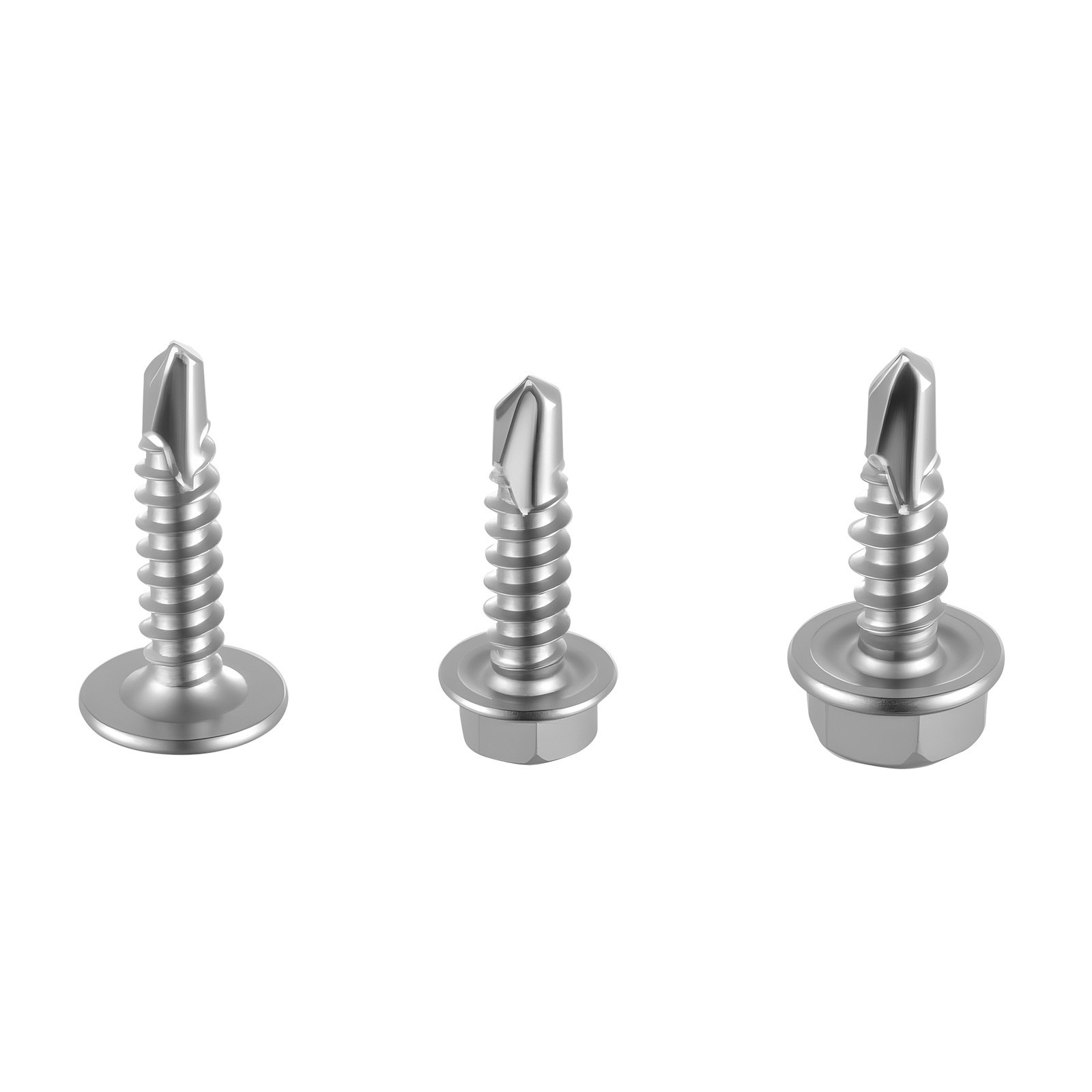 VEVOR 420 PCS Self Drilling Screws, Stainless Steel #8 #10 Sheet Metal Screw Assortment Kit for Metal and Wood, Phillips Truss Head & Hex Head Self Tapping Screws, Length 1/2 Inch to 2 Inch, Silver