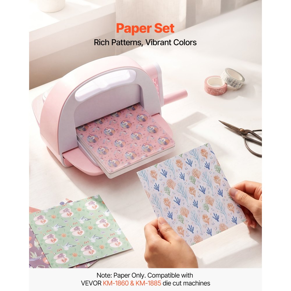 VEVOR Scrapbook Paper, 72 Sheets, 152 mm Mixed Special Paper for VEVOR Die Cutting and Embossing Machine, Vibrant Color, Patterned Design for Decorations, Scrapbooking, Card Making, and DIY Crafting