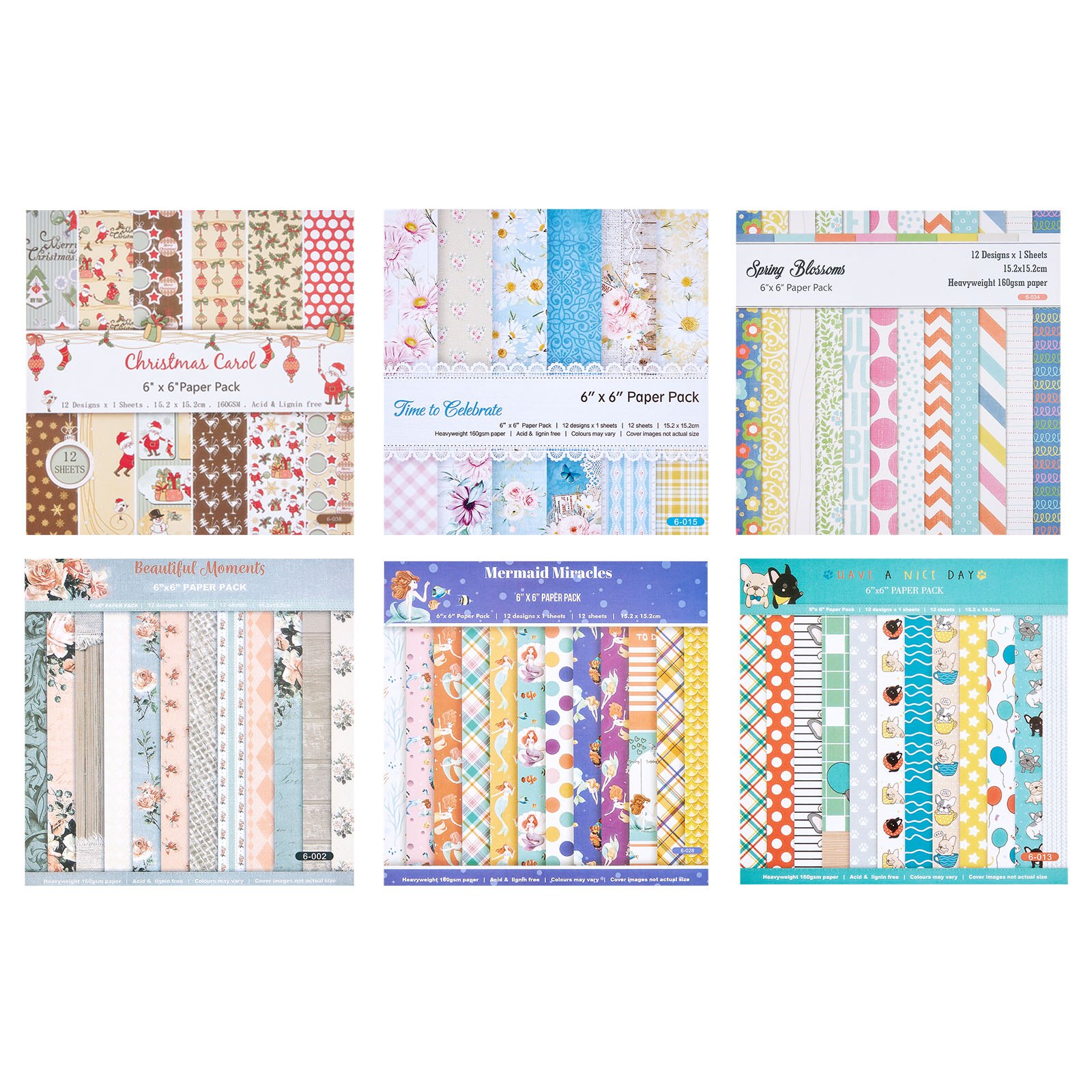 VEVOR Scrapbook Paper, 72 Sheets, 152 mm Mixed Special Paper for VEVOR Die Cutting and Embossing Machine, Vibrant Color, Patterned Design for Decorations, Scrapbooking, Card Making, and DIY Crafting