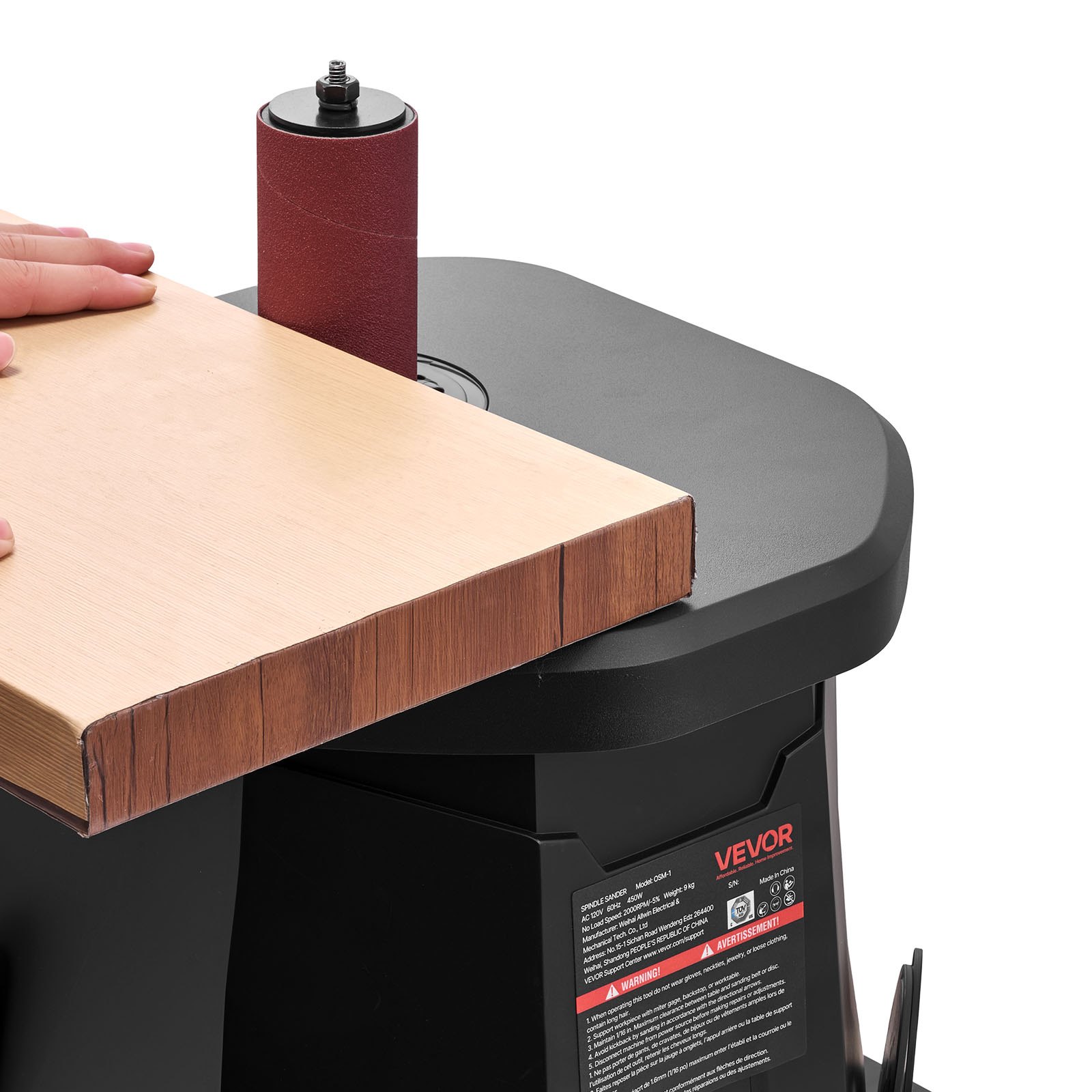 VEVOR Oscillating Spindle Sander, 2000RPM Benchtop Spindle Sander with 6 Sleeves (1/2"-3"), 0.59" Stroke & Dust Connection Port for Furniture Finishing, Crafts Sanding, DIY Woodworking