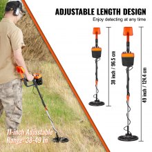 VEVOR Metal Detector for Adults & Kids, 8 Inch Waterproof Search Coil with High Accuracy Pointer Display, Adjustable 38''-49'' Gold Detector, Lightweight Aluminum Stem for Detecting Gold Treasure
