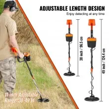 VEVOR Metal Detector for Adults & Kids, 8 Inch Waterproof Search Coil with High Accuracy Pointer Display, Adjustable 38''-49'' Gold Detector, Lightweight Aluminum Stem for Detecting Gold Treasure