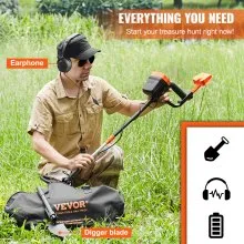 VEVOR Metal Detector for Adults & Kids, 8 Inch Waterproof Search Coil with High Accuracy Pointer Display, Adjustable 38''-49'' Gold Detector, Lightweight Aluminum Stem for Detecting Gold Treasure