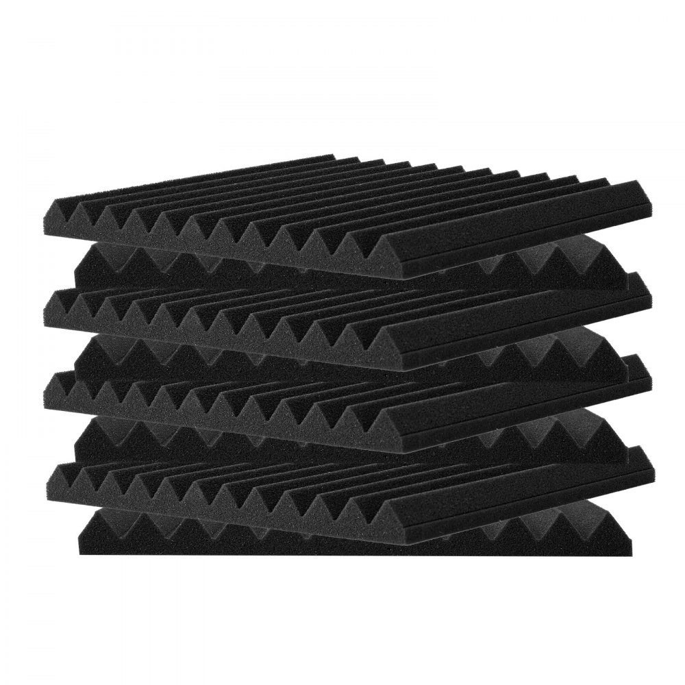 VEVOR Acoustic Foam Panels, 48 Pack 12 x 12 x 1 inches, Adhesive High Density Soundproof Wall Panels,Fire-Resistant Acoustic Panels,Sound Dampening Absorbing Panels for Studio Wall and Ceiling,Black