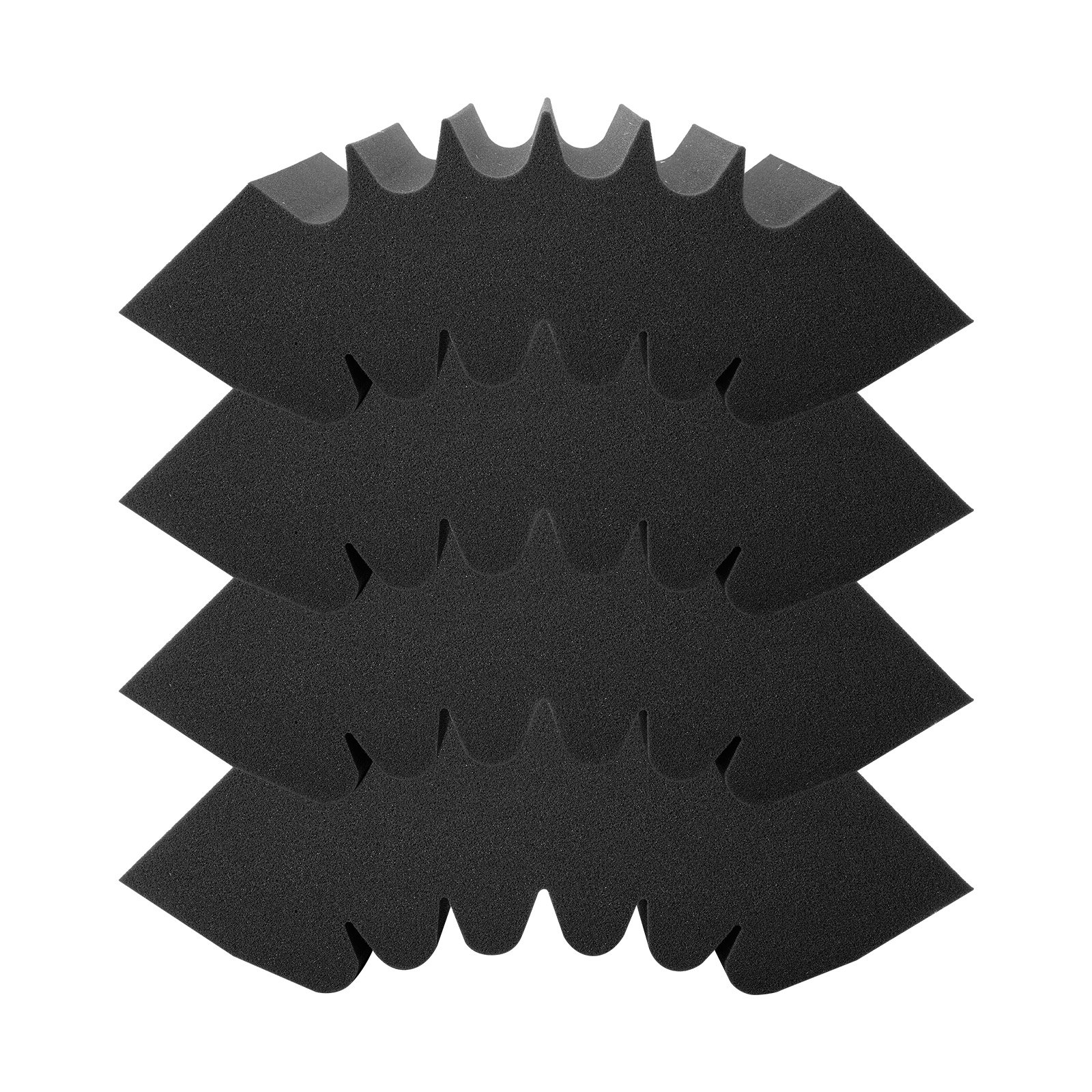 VEVOR Acoustic Foam Panels, 4 Pack 16.5 x 6.3 x 12 inches, Adhesive High Density Soundproof Wall Panels,Fire-Resistant Acoustic Panel,Sound Dampening Absorbing Panel for Studio Wall and Ceiling,Black