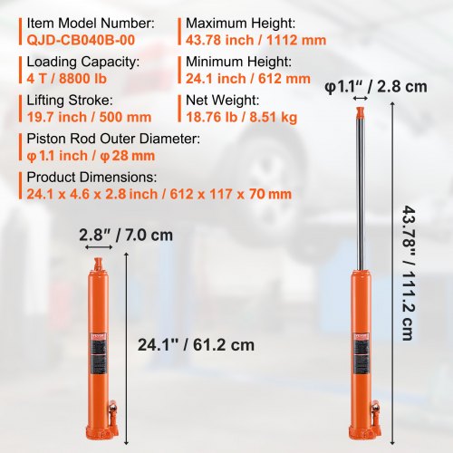 Töökojakraana hüdrosilinder 4 t, oranž — pilt 7