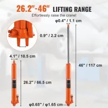 VEVOR Hydraulic Long Ram Jack, 3 Ton Engine Hoist Cylinder with Single Piston Pump And Clevis Base, Hydraulic Ram Cylinder for Engine Lift Hoists, Hydraulic Garage/Shop Cranes, Mechanical, Farm