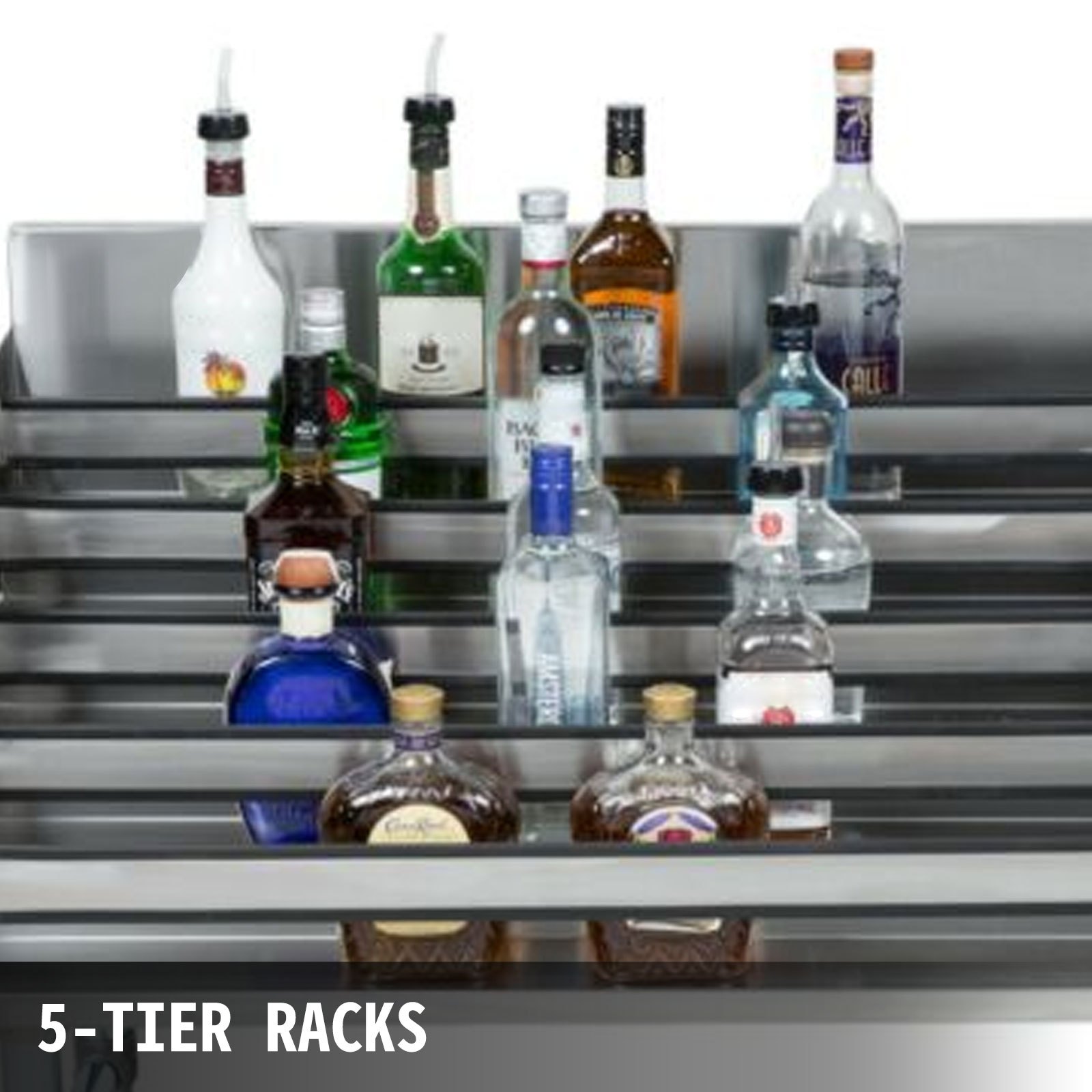 Wine Display Liquor Display Rack 5 Tiers Stainless Steel Bottle Display Stand