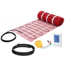 VEVOR 50 sqft Self-Adhesive Mesh Floor Heating Mat System, 120V Electric Radiant Heated Floor System, with Smart Control Thermostat & Alarm, Easy Installation for Tile, Stone, Vinyl