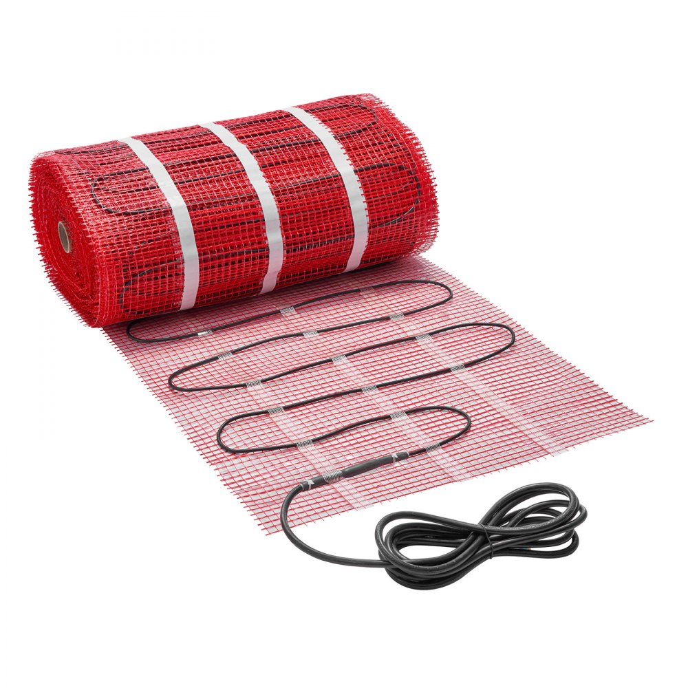 VEVOR 150 sqft Self-Adhesive Mesh Floor Heating Mat System, 120V Electric Radiant Heated Floor System, with Smart Control Thermostat & Alarm, Easy Installation for Tile, Stone, Vinyl