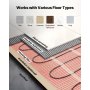 VEVOR 150 sqft Self-Adhesive Mesh Floor Heating Mat System, 120V Electric Radiant Heated Floor System, with Smart Control Thermostat & Alarm, Easy Installation for Tile, Stone, Vinyl