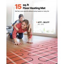 15 sqft Self-Adhesive Mesh Floor Heating Mat 120V Radiant Heated System