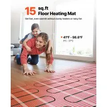 15 sqft Self-Adhesive Mesh Floor Heating Mat 120V Radiant Heated System
