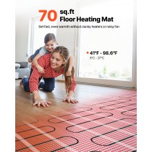 70 sqft Self-Adhesive Mesh Floor Heating Mat 120V Radiant Heated System