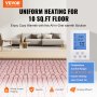 VEVOR Floor Heating Mat, 10 Sq.ft, Electric Radiant In-Floor Heated Warm System with Digital Floor Sensing Thermostat, Includes Installation Monitor, Adhesive Back for Easy Installation on The Floor