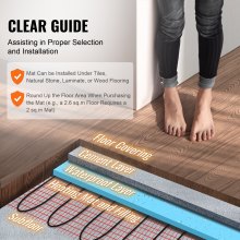 VEVOR Floor Heating Mat, 10 Sq.ft, Electric Radiant In-Floor Heated Warm System with Digital Floor Sensing Thermostat, Includes Installation Monitor, Adhesive Back for Easy Installation on The Floor