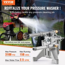 VEVOR Pressure Washer Pump 7/8" Shaft Vertical 3100 PSI 2.5GPM with 5 Nozzles