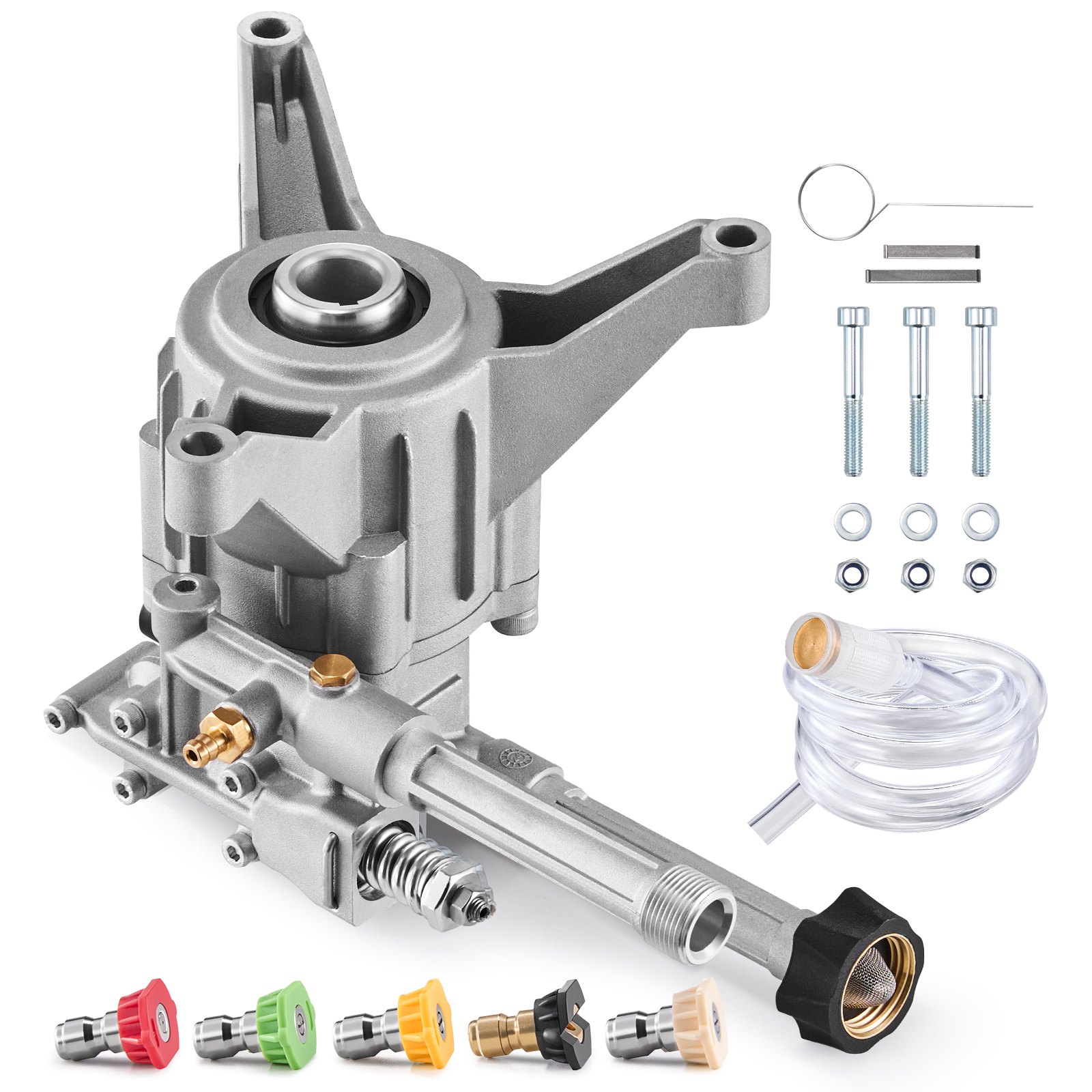 VEVOR Pressure Washer Pump, 22mm(7/8") Shaft Vertical, 214 bar(3100 PSI), 9.5 L/min(2.5GPM), Replacement Power Washer Pumps Kit with 5 Nozzles, Compatible with Briggs & Stratton, Generac, Devilbiss, Troy Bilt, Honda, Craftsman