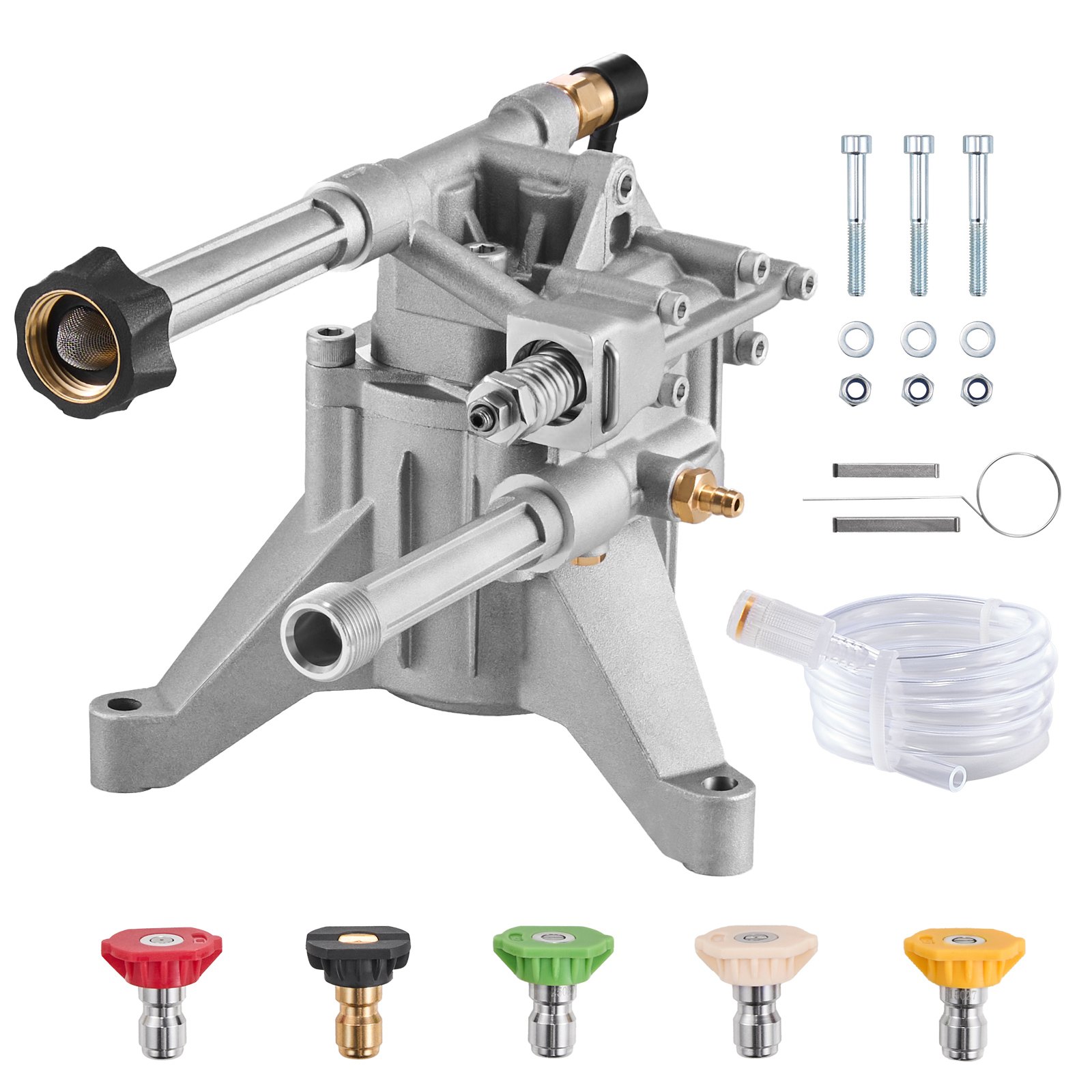 VEVOR Pressure Washer Pump, 22mm(7/8") Shaft Vertical, 214 bar(3100 PSI), 9.5 L/min(2.5GPM), Replacement Power Washer Pumps Kit with 5 Nozzles, Compatible with Briggs & Stratton, Generac, Devilbiss, Troy Bilt, Honda, Craftsman
