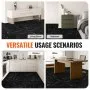 VEVOR Self Adhesive Vinyl Floor Tiles 12 x 12 inch, 50 Tiles 1.5mm Thick Peel & Stick, Black Marble Texture DIY Flooring for Kitchen, Dining Room, Bedrooms & Bathrooms, Easy for Home Decor