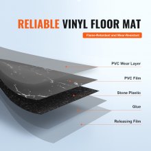 VEVOR Self Adhesive Vinyl Floor Tiles 12 x 12 inch, 50 Tiles 1.5mm Thick Peel & Stick, Black Marble Texture DIY Flooring for Kitchen, Dining Room, Bedrooms & Bathrooms, Easy for Home Decor