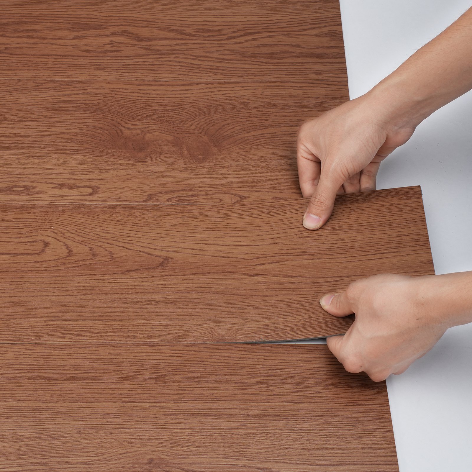 VEVOR Self Adhesive Vinyl Floor Tiles 36 x 6 inch, 36 Tiles 2.5mm Thick Peel & Stick, Deep Brown Wood Grain DIY Flooring for Kitchen, Dining Room, Bedrooms & Bathrooms, Easy for Home Decor